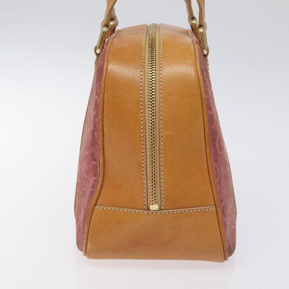 CELINE C Macadam Canvas Hand Bag Suede Pink Gold - Picture 5 of 13